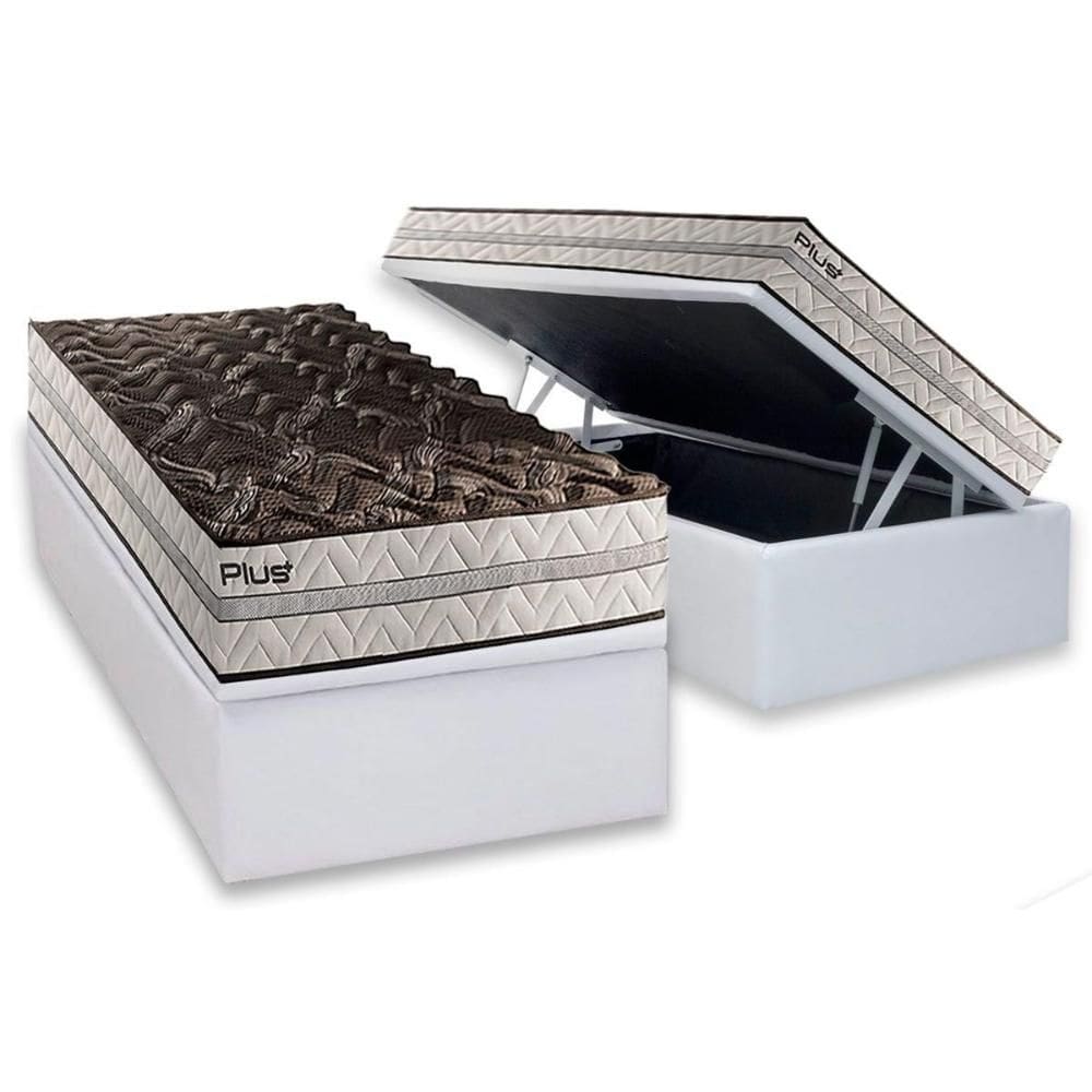 Cama Box Baú Solteiro: Colchão Espuma D33 Paropas Pasquale Plus + Base CRC Linhão White (88x188)