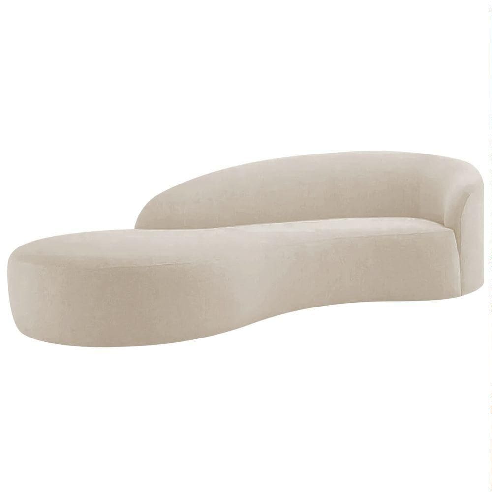 Divã Recamier Orgânico França 180cm Lado Esquerdo Linho - Doce Sonho Móveis Rosê