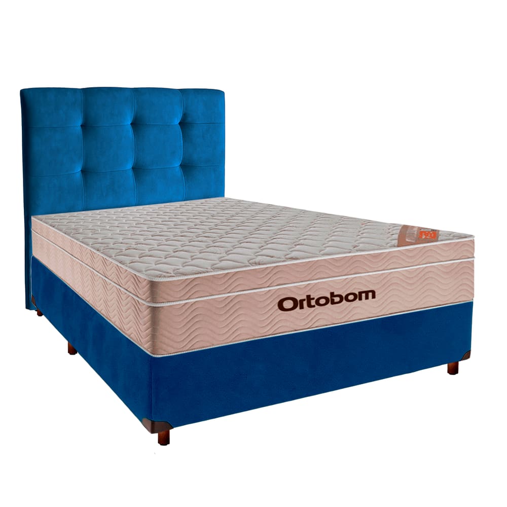 Kit Cama Box + Cabeceira + Colchão Casal Molas Ensacadas - Airtech - Ortobom