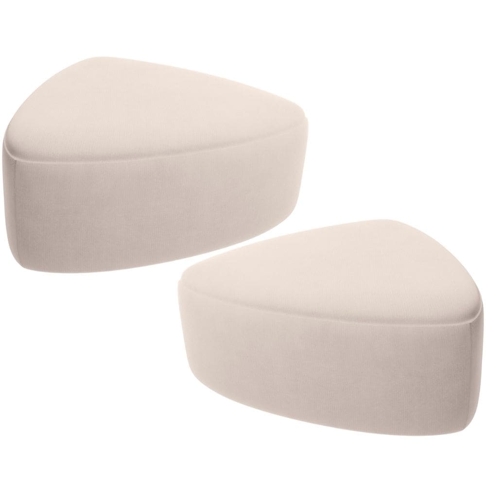 Kit 2 Puffs Decorativo Orgânico Para Sala de Estar Living Trizza W01 Suede Bege - Lyam Decor