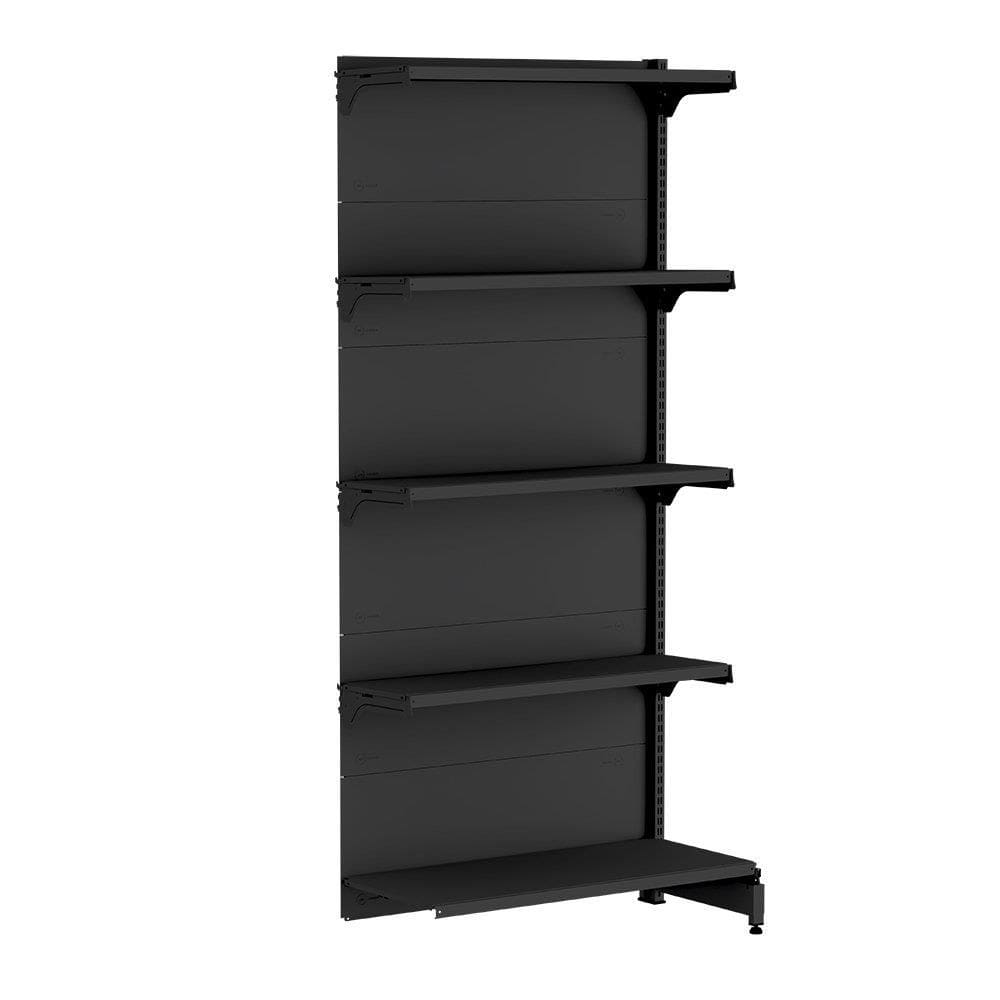 Gôndola Mini para Atacarejo Amapa Continuação Parede 5 Bandejas Preto