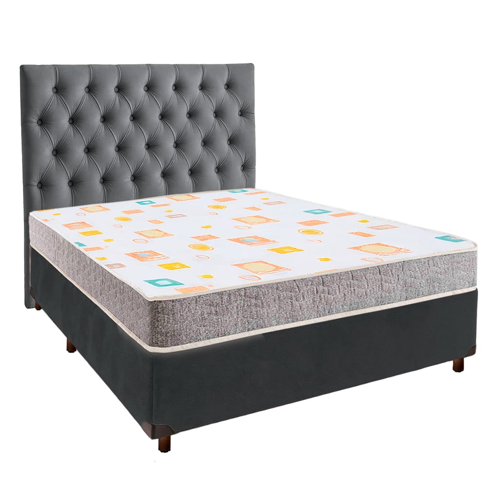 Cama + Box Blindado e Colchão D20 Casal - D20 Inducol + Cabeceira