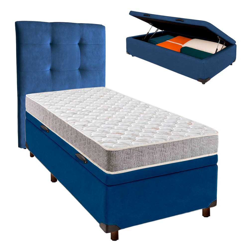 Cama + Bau Blindado e Colchão D33 Solteiro - D33 Inducol + Cabeceira
