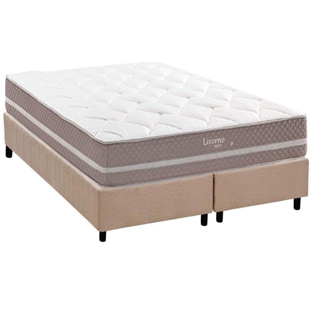 Conjunto Box King: Colchão Molas Herval Maxspring Livorno + Base CRC Suede Clean (193x203)