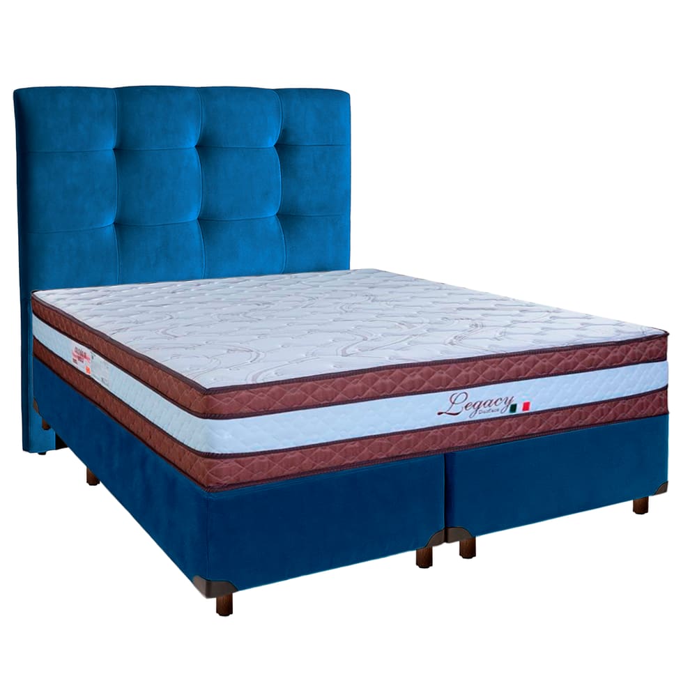 Kit Cama Box + Cabeceira + Colchão Casal Molas Ensacadas - Legaccy - Paropas