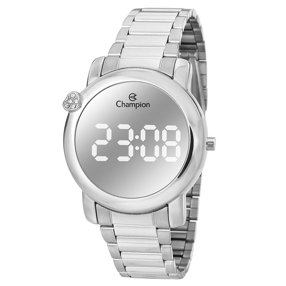 Relógio CHAMPION feminino digital coração prata CH48064Q
