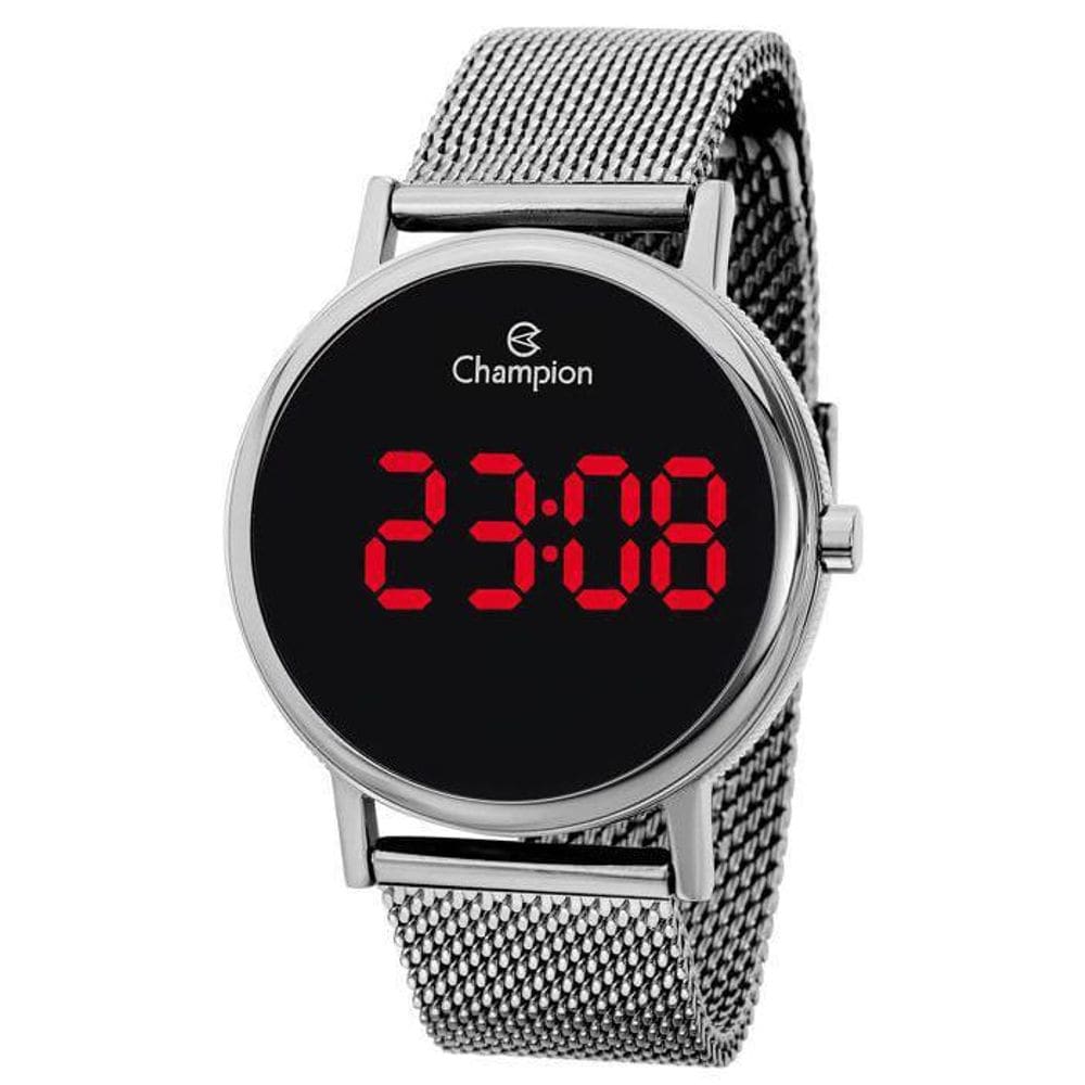 Relógio CHAMPION feminino digital prata esteira CH40179T