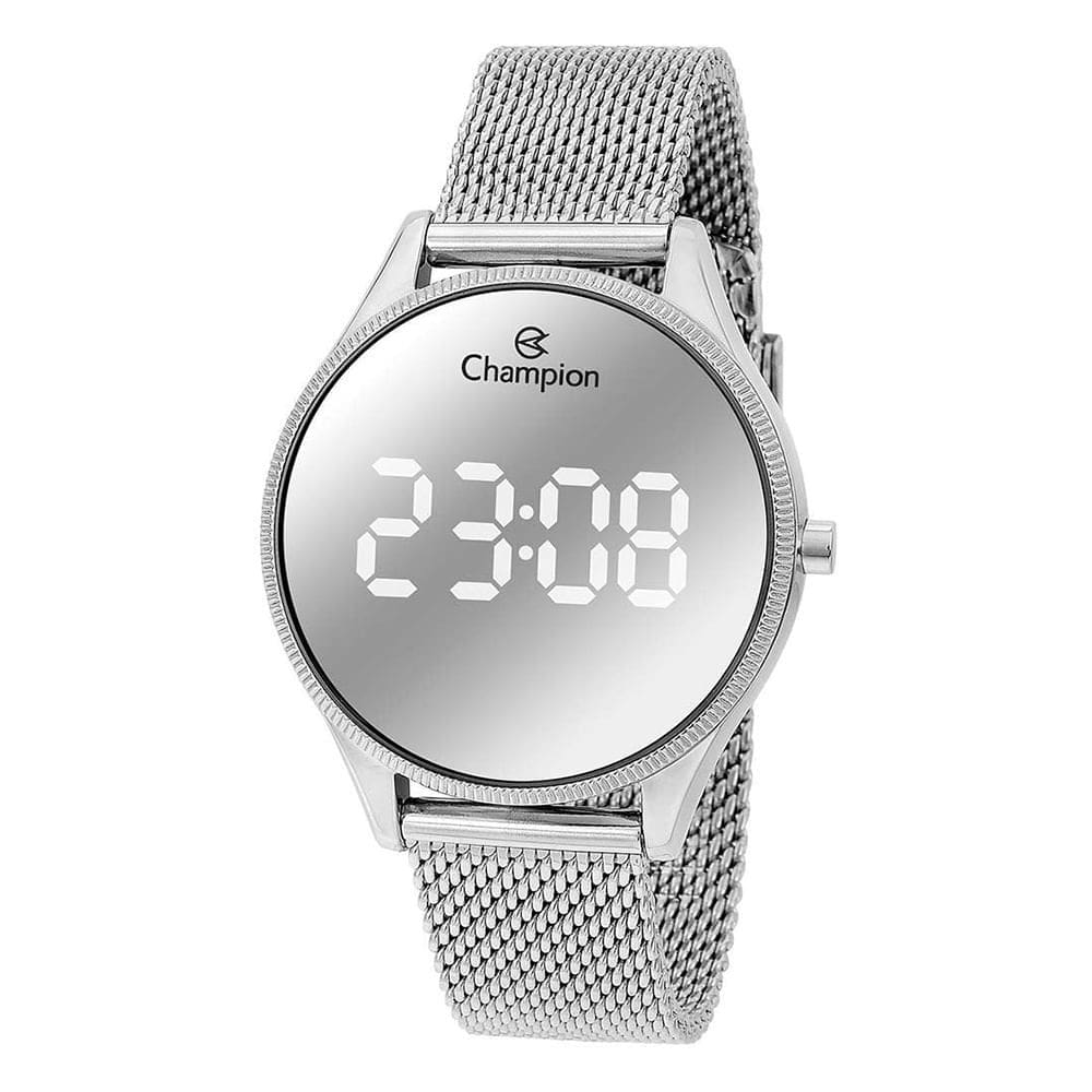 Relógio CHAMPION feminino digital prata LED branco CH40133S