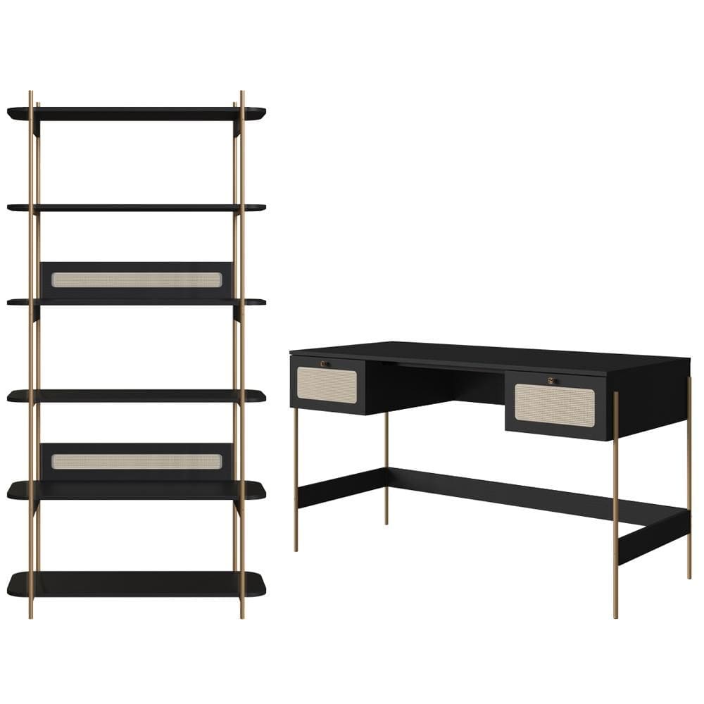 Escrivaninha E Estante 28974 Palhinha Pes Metal Artesano