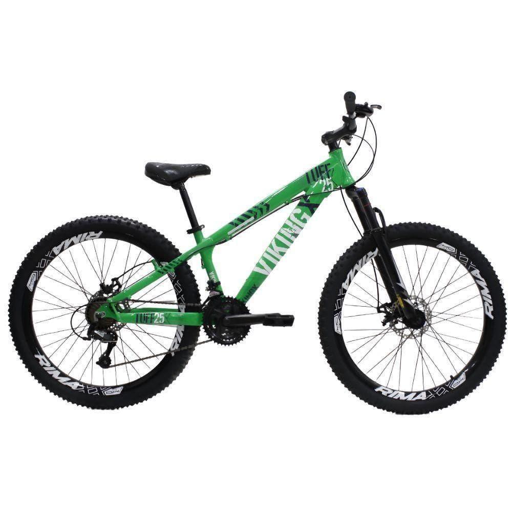 Bicicleta Aro 26 Bike Vikingx Freeride 21v Freio A Disco Verde Neon