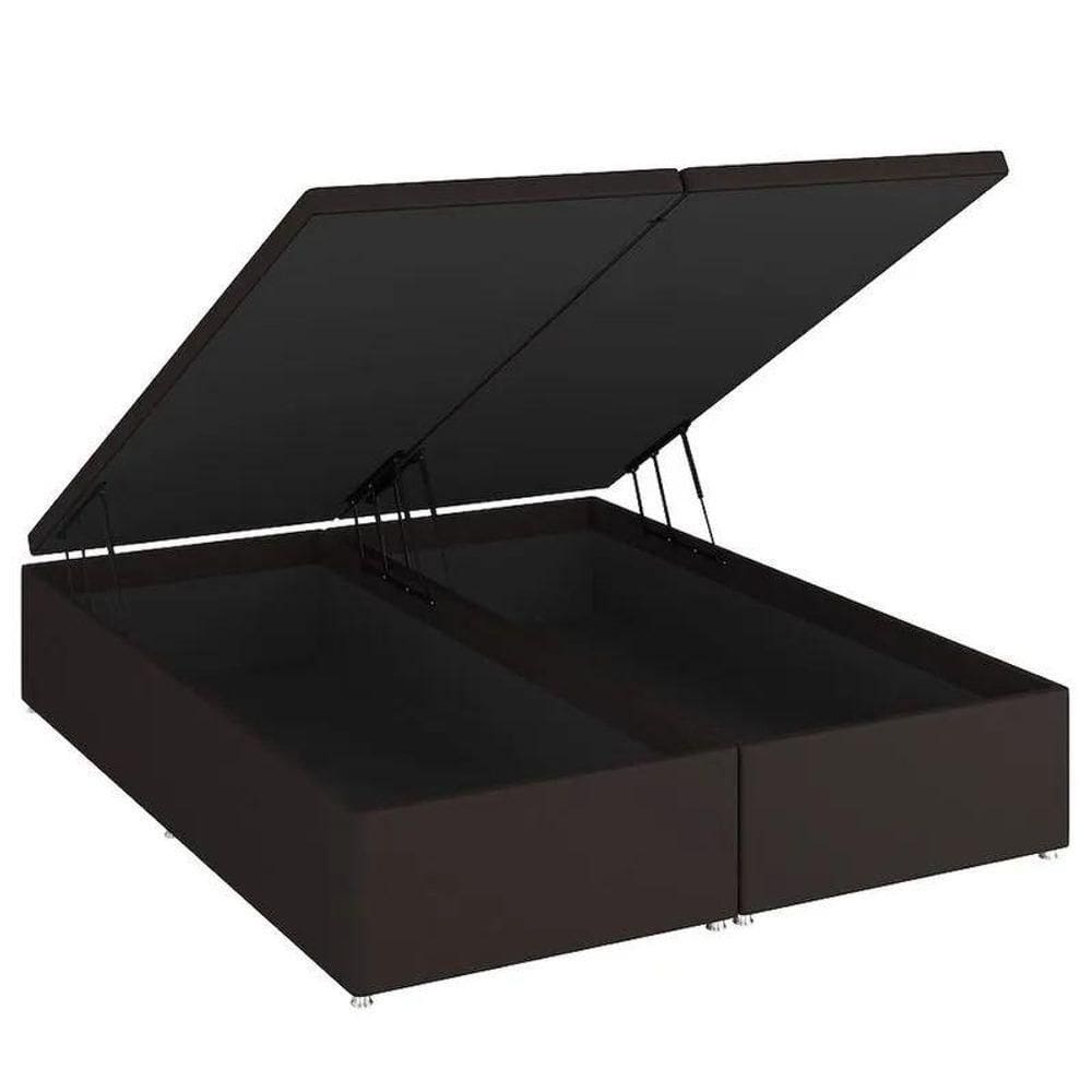 Base Baú Phy Camurça Marrom Queen (158x198x39) - Ortobom