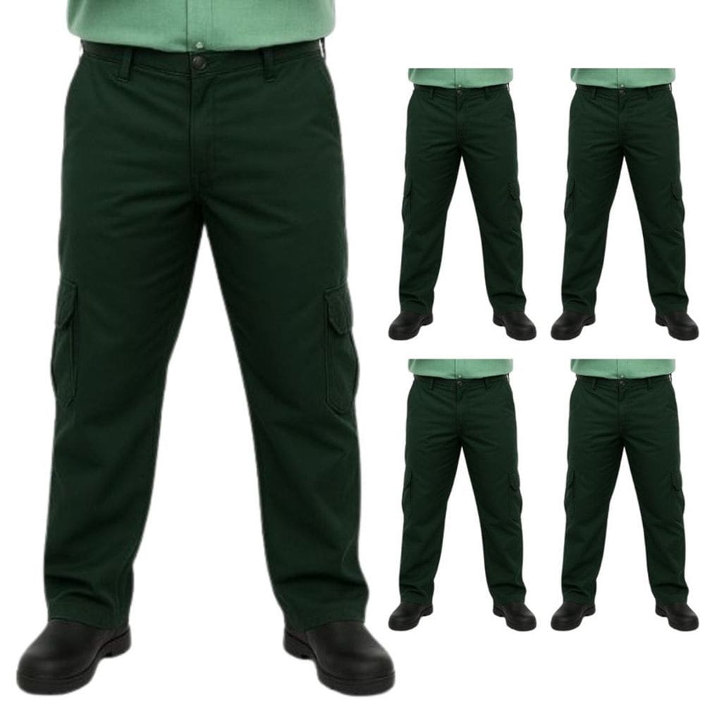 Kit 05 Calças Profissional Uniforme Trabalho Vigilante Cargo C/ Bolso Verde Musgo