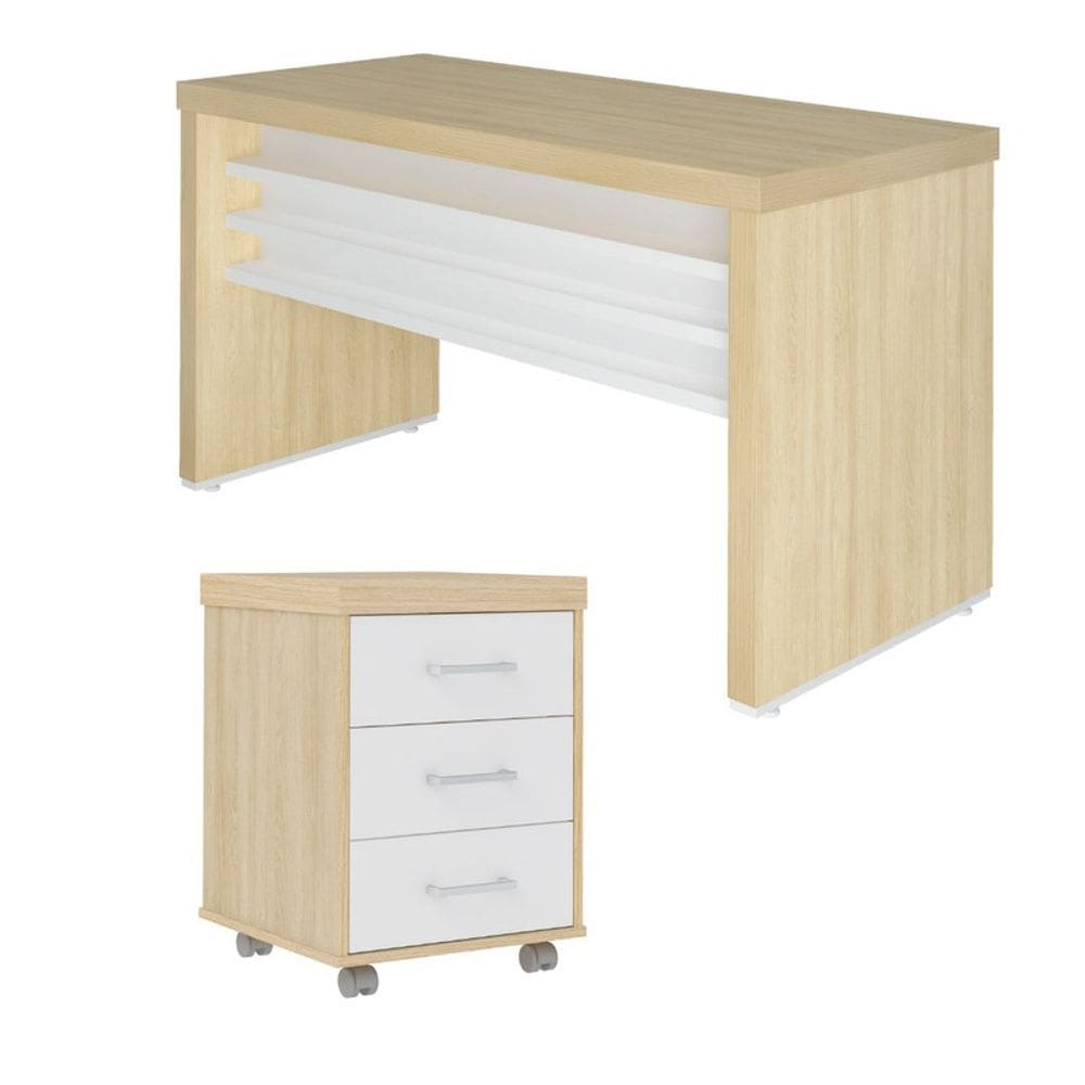 Conjunto Escritório: Mesa 6197 + Gaveteiro 6203