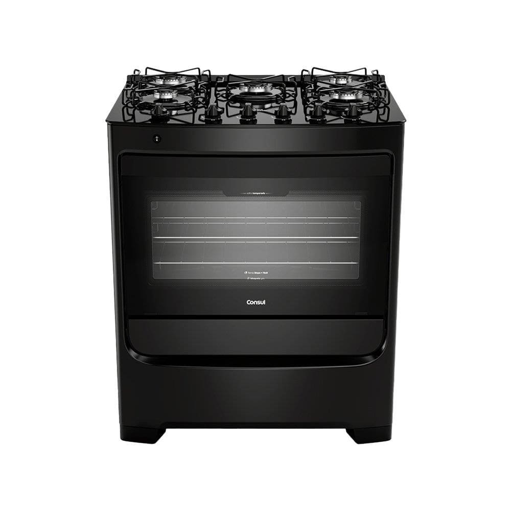 Fogão de Piso Consul 5 Bocas CFS5VBEUNA - Acendimento Automático, Mesa de Vidro, Preto, Bivolt