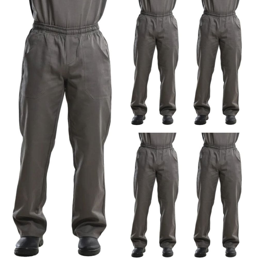 Kit 05 Calças Profissional Trabalho Brim Pesado Total Elastico