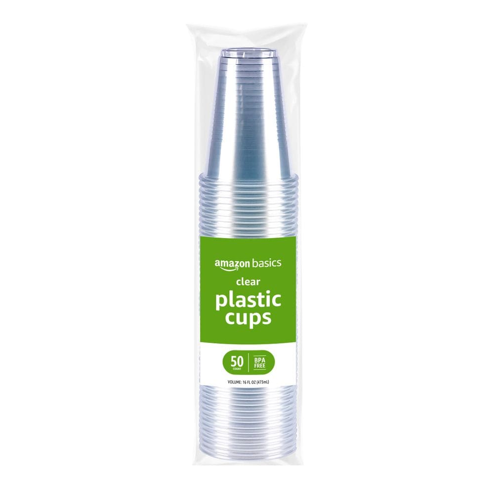 Copos plásticos descartáveis Amazon Basics 16 onças (473 ml) 50 unidades