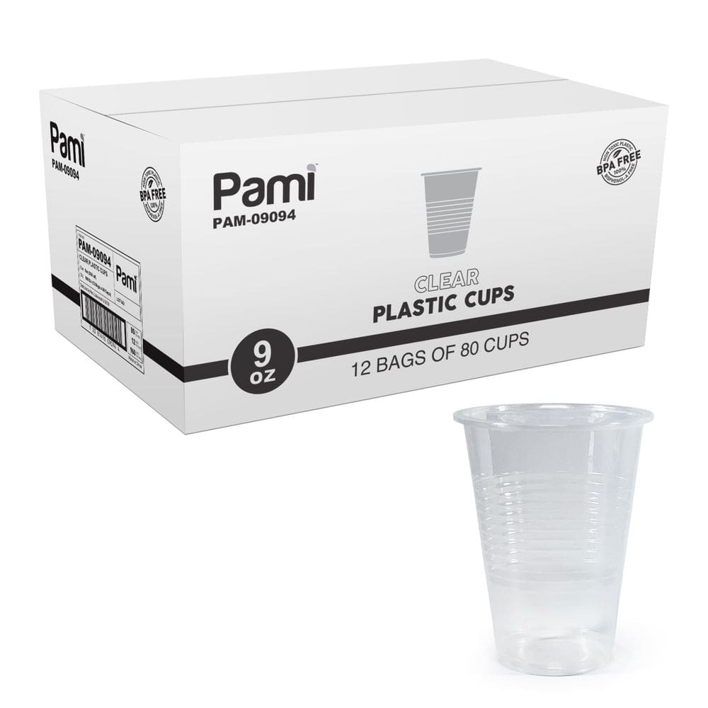 Copos de plástico PAMI 270 ml transparentes [caixa de 960] descartáveis sem BPA