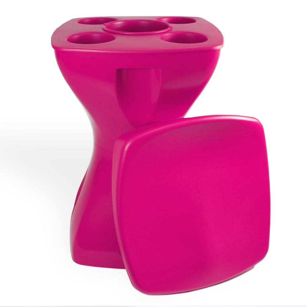 Banqueta Petisqueira Rosa Multiuso Design Moderno Mesa Lateral Apoio Decorativo Para Piscina Jardim Varanda Sala