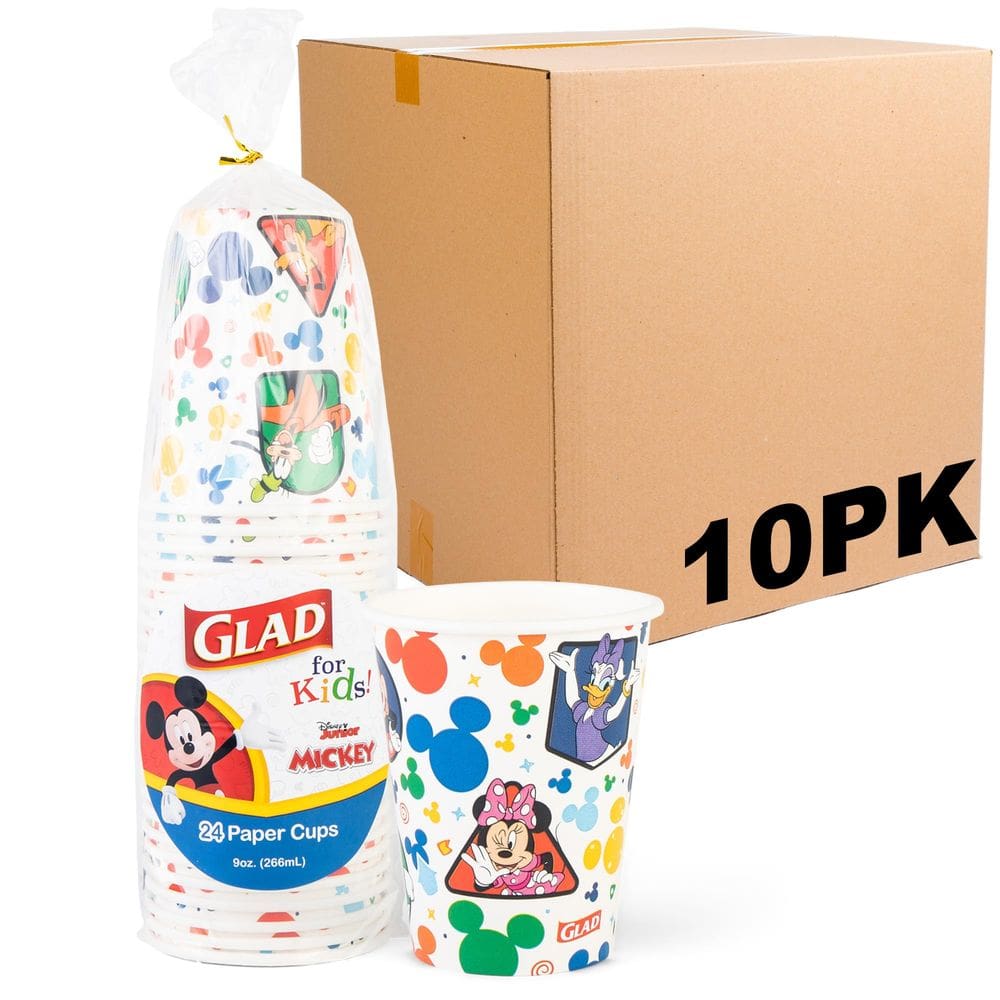 Copos de papel Glad para crianças Disney Mickey and Friends 250 ml 24 quilates