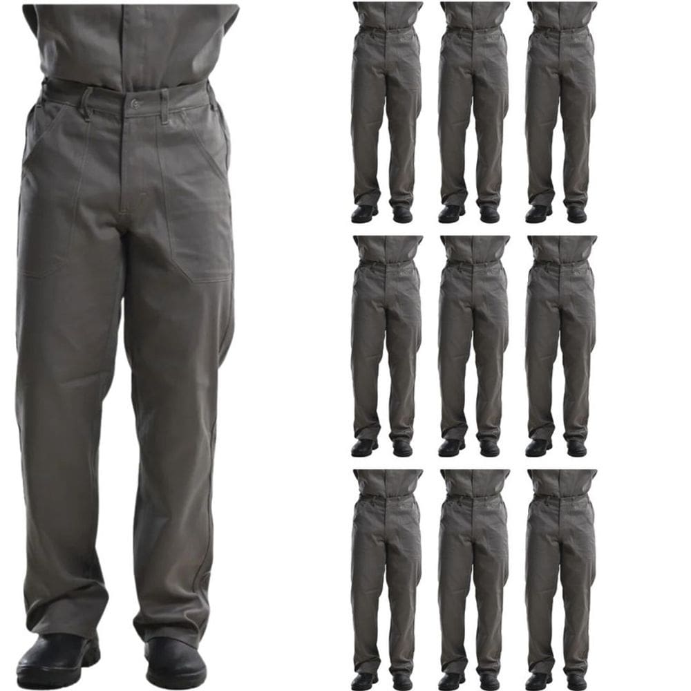 Kit 10 Calças Profissional Uniforme Trabalho Pesado Brim Metade Elástico