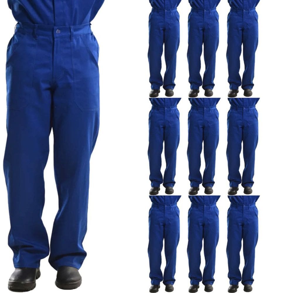 Kit 10 Calças Profissional Uniforme Trabalho Pesado Brim Metade Elástico