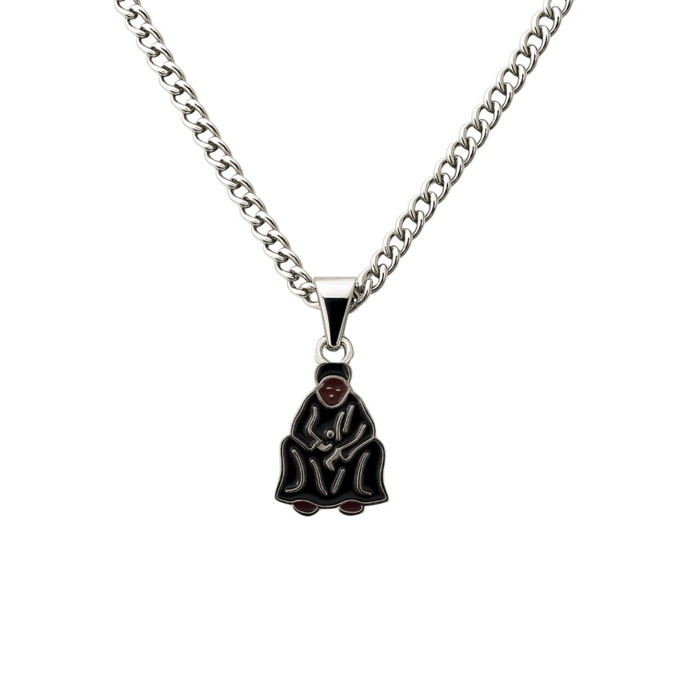 Colar Corrente Imagem Preta Velha 3 cm Metal Niquelado