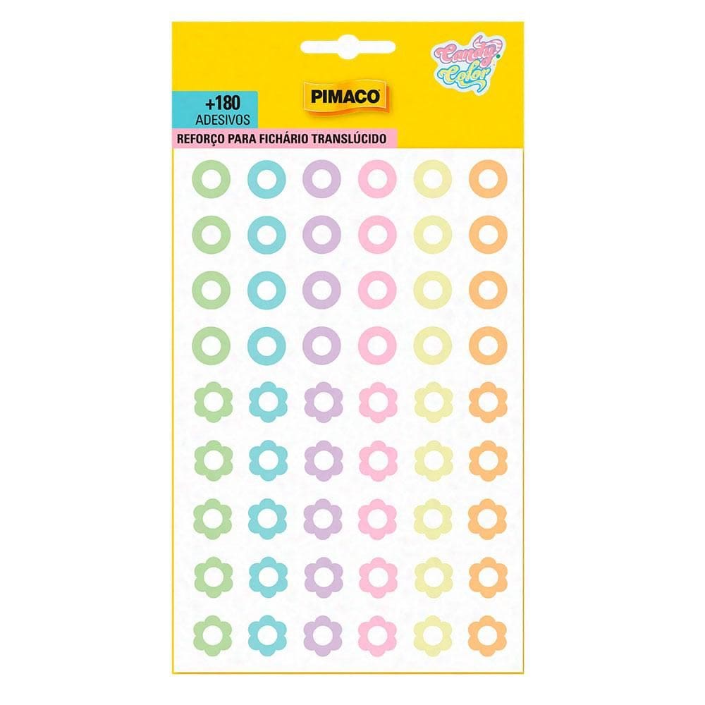 Reforço colorido autoadesivo Candy Colors 180 unid Pimaco