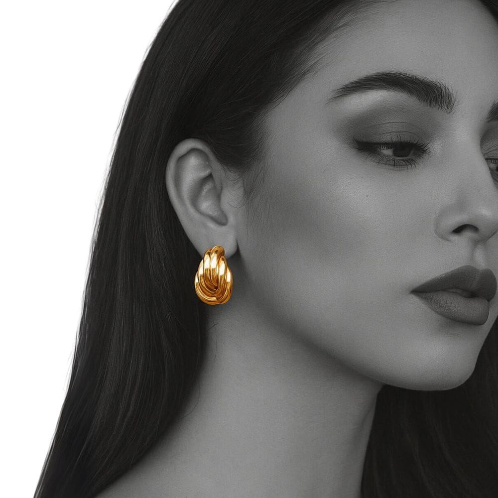 Brinco Caracol Feminino Dourado e Prateado Luxo Festa