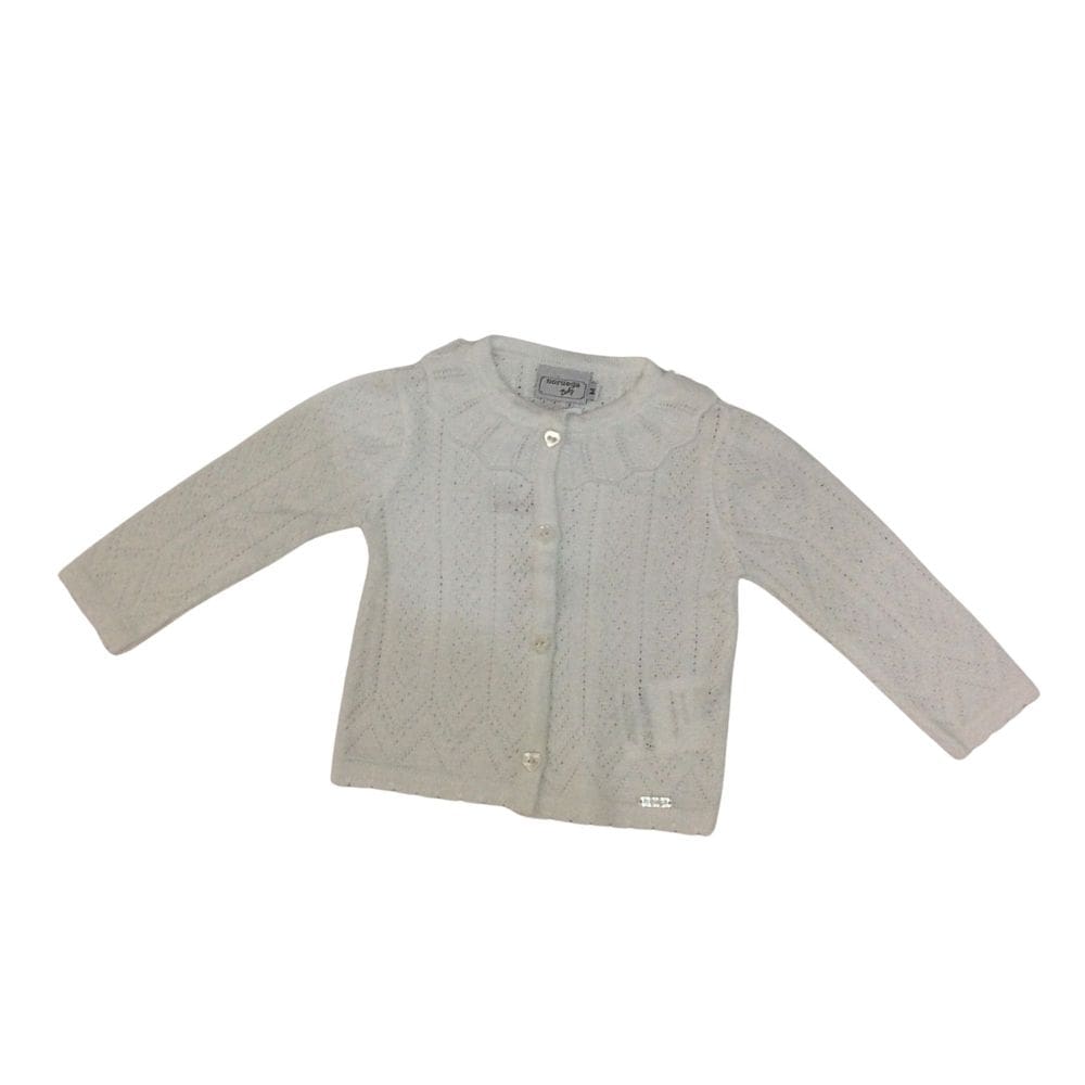 Cardigan infantil batizado fem Noruega branco Rendado