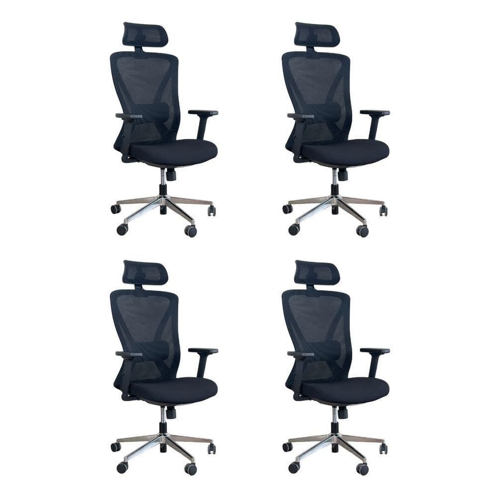 Kit 4 Cadeiras Presidente Oficial Comfort Work Com Apoio