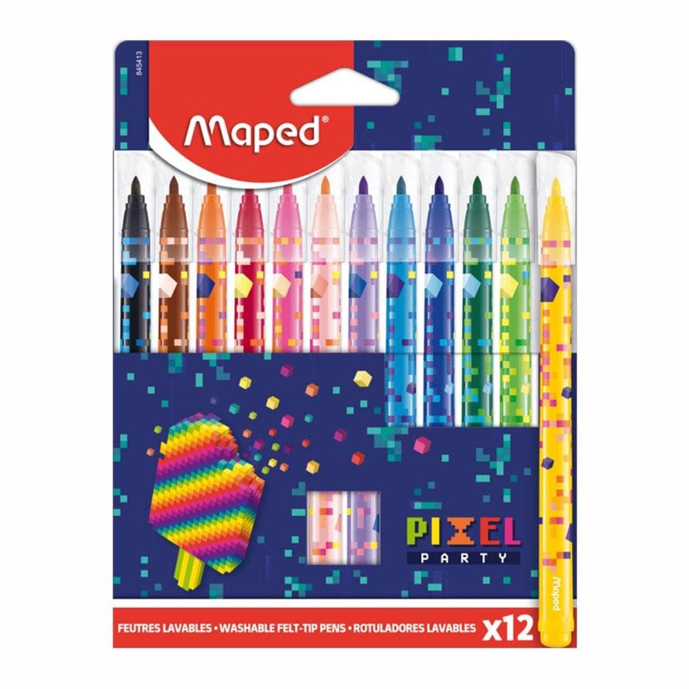 Caneta hidrográfica Pixel Party com 12 cores 845413 - Maped