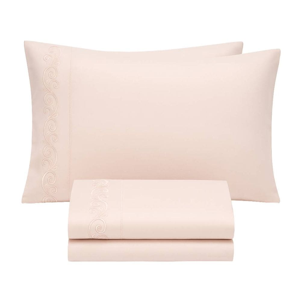 Jogo Cama 4 Peças Queen Liso Bordado Bella Notte