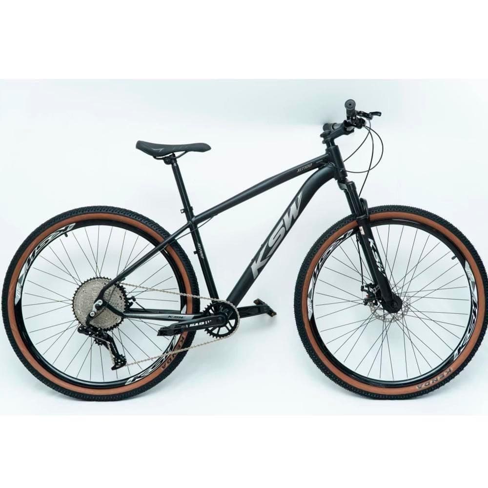 Bicicleta Aro 29 Ksw 12 Vel Alumínio Suspensão 80mm Freios A Disco Preto Fos -ad Prata 21