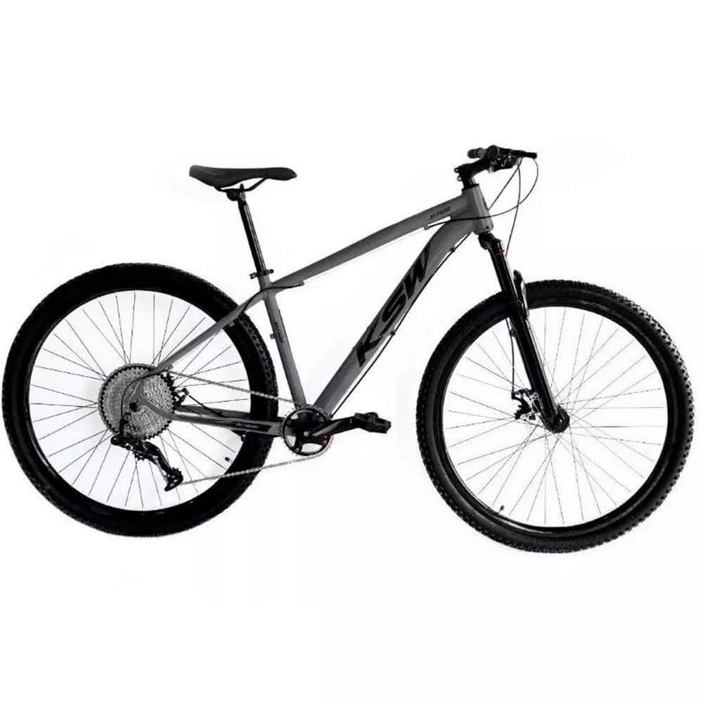 Bicicleta Aro 29 Ksw 12 Vel Alumínio Suspensão 80mm Freios A Disco Grafite Fosco -ad Pto 15