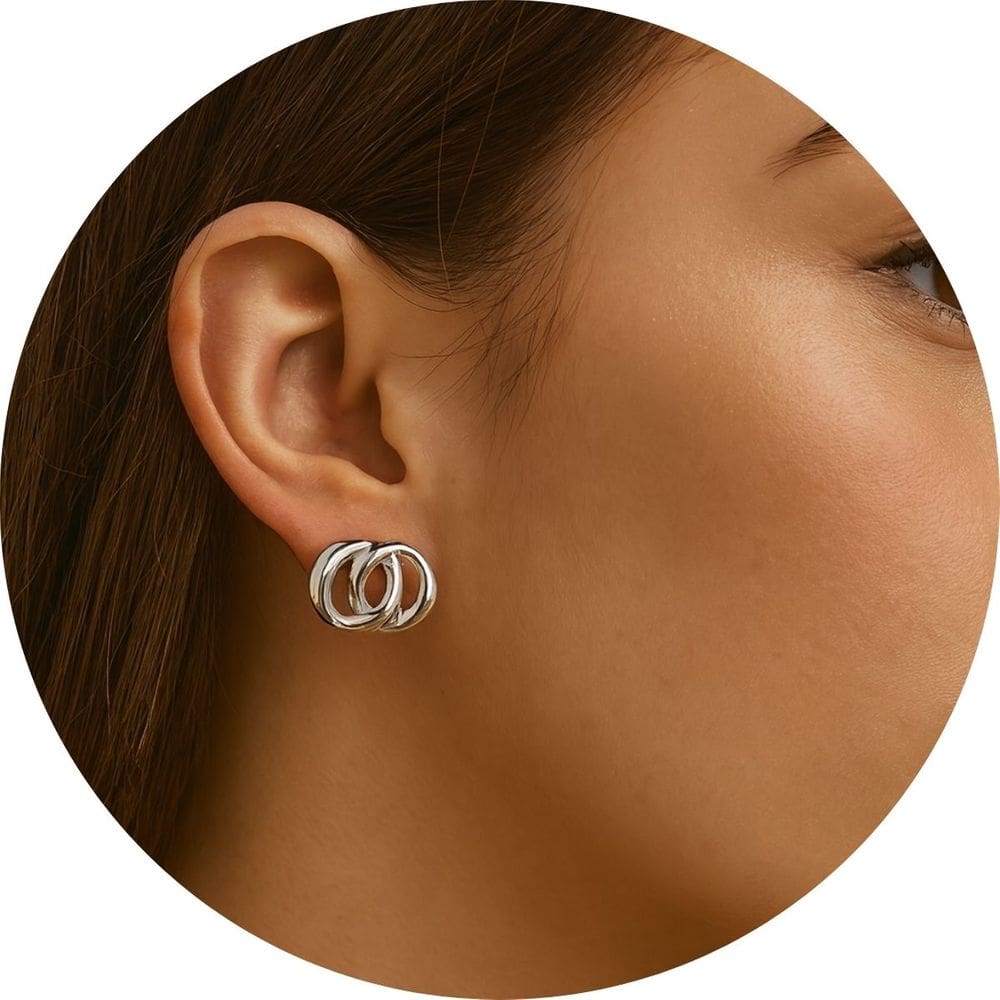 Brinco Caracol Nó Prateado Luxo Festa Feminino