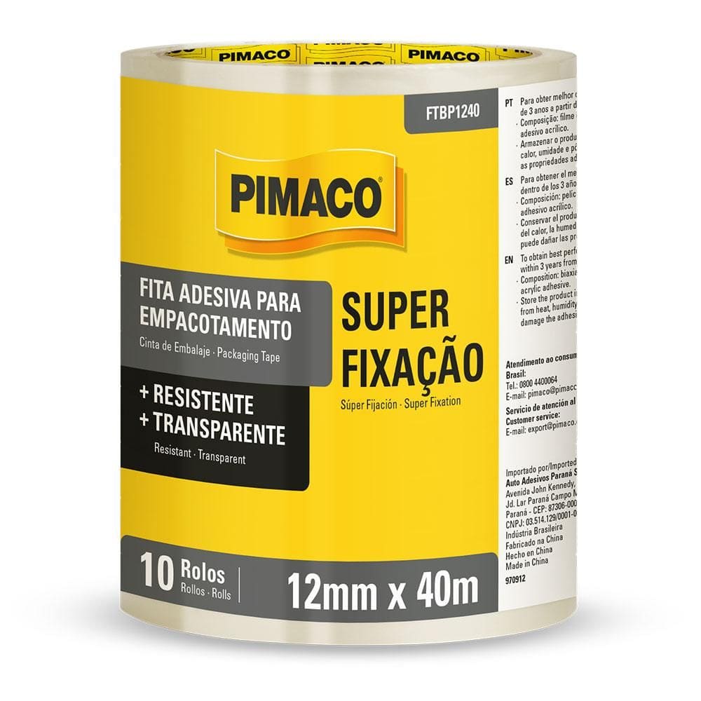 Fita adesiva transparente 12mmX40m 10 rolos Pimaco
