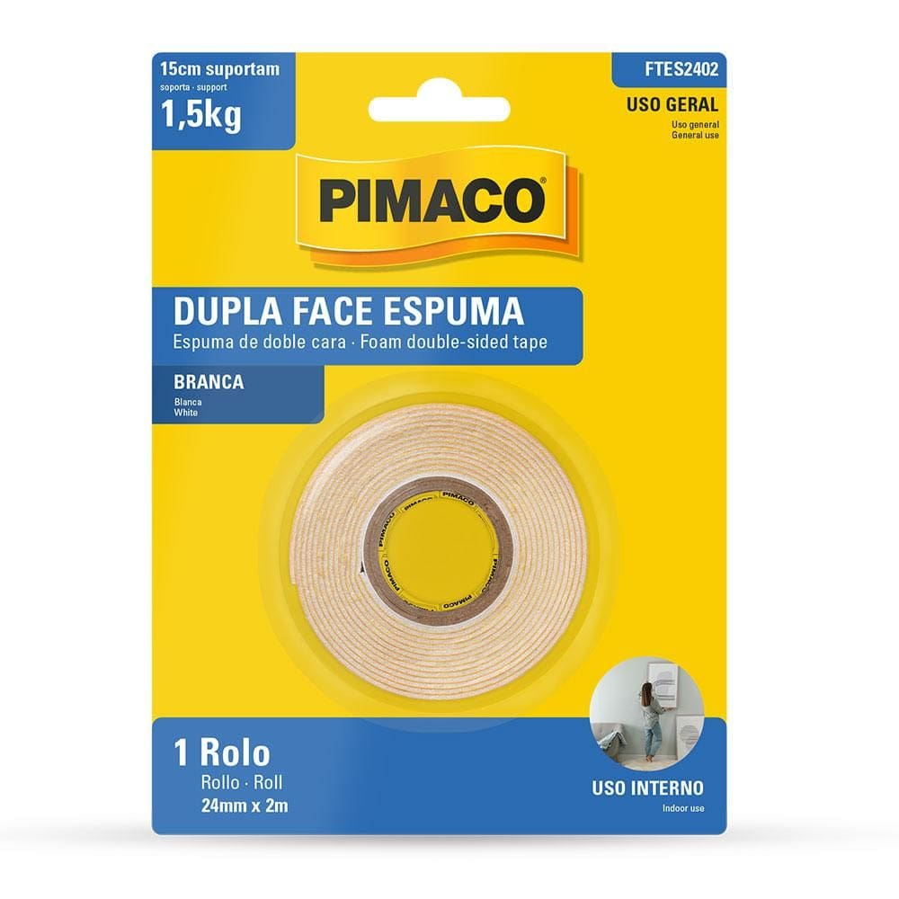 Fita dupla face espuma 24mmX2m - Pimaco