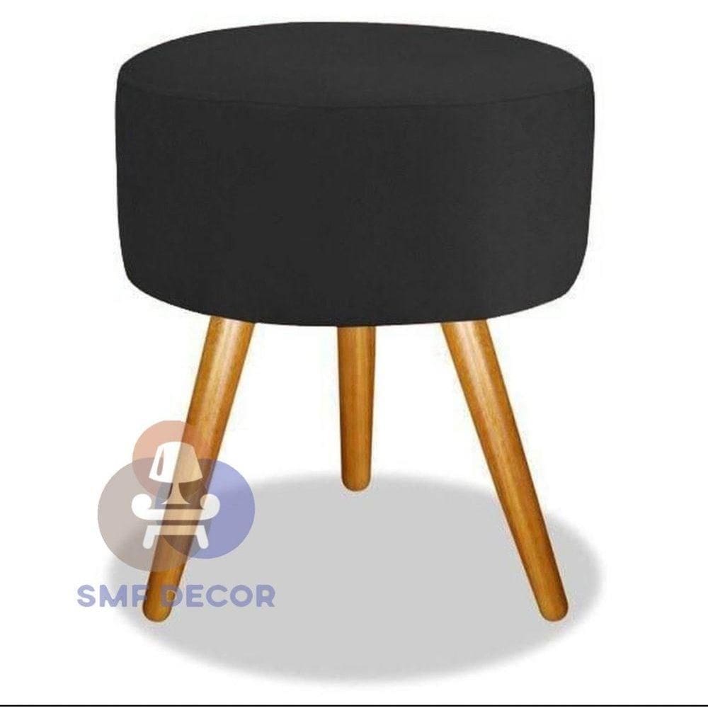 Puff Redondo Descanso Para Os Pés Com Pézinho Palito Smf Decor preto