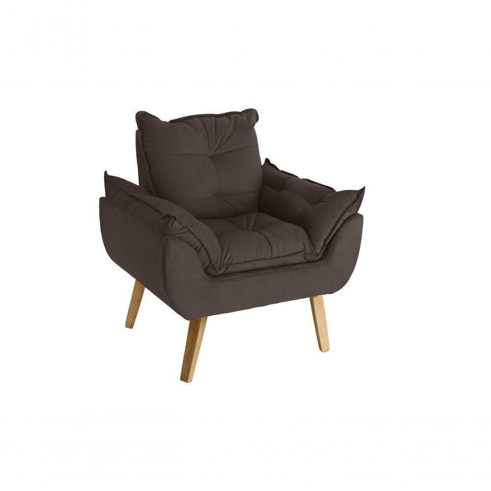 Poltrona Cadeira Glamour Com Pés Quadrado marrom