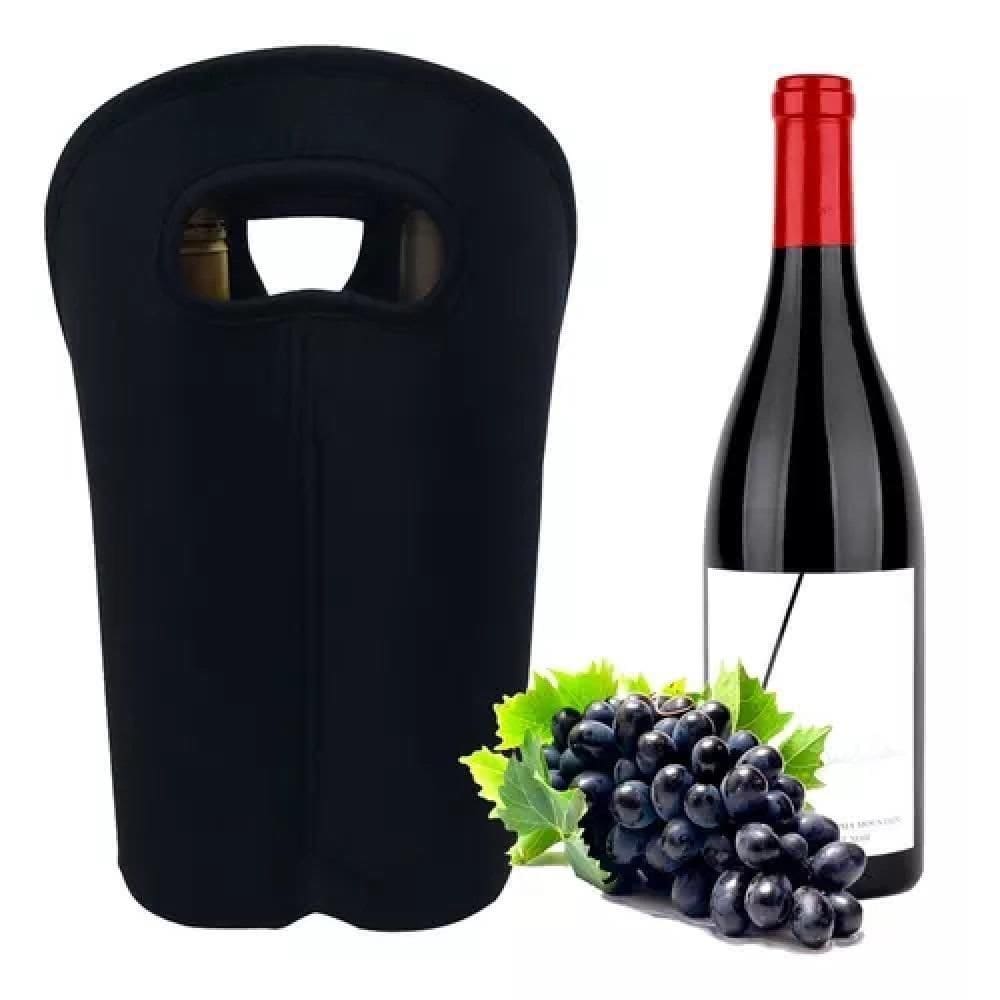 Bolsa Termica 2 Garrafas Porta Vinho Wine Bag Sacola Champanhe Neopreme Acolchoada Portatil Alça