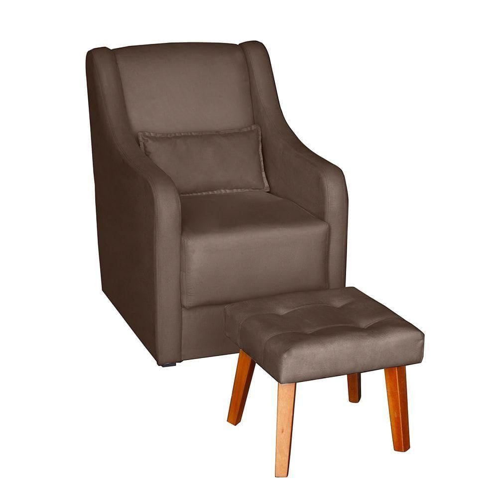 Poltrona Para Amamentação e Descanso Glamour Com Puff e Almofada Confortavel marrom