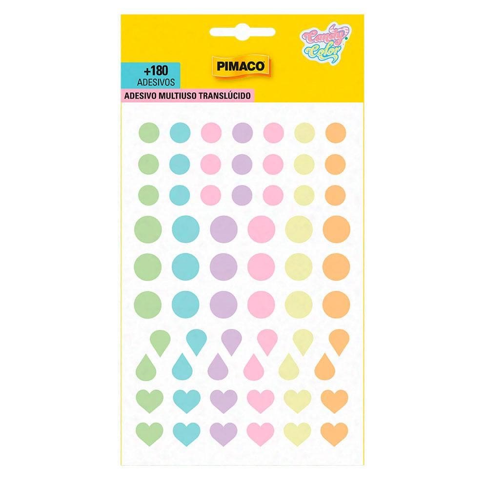 Etiqueta adesiva decorativa Candy Colors 180 adesivos Pimaco
