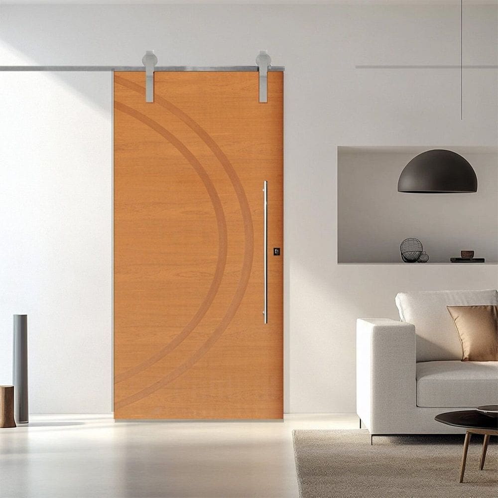 Porta Correr 11 Trilhos Soft Aparente Puxador Tubo 80cm 140x210cm Esquerdo Concept Rodam