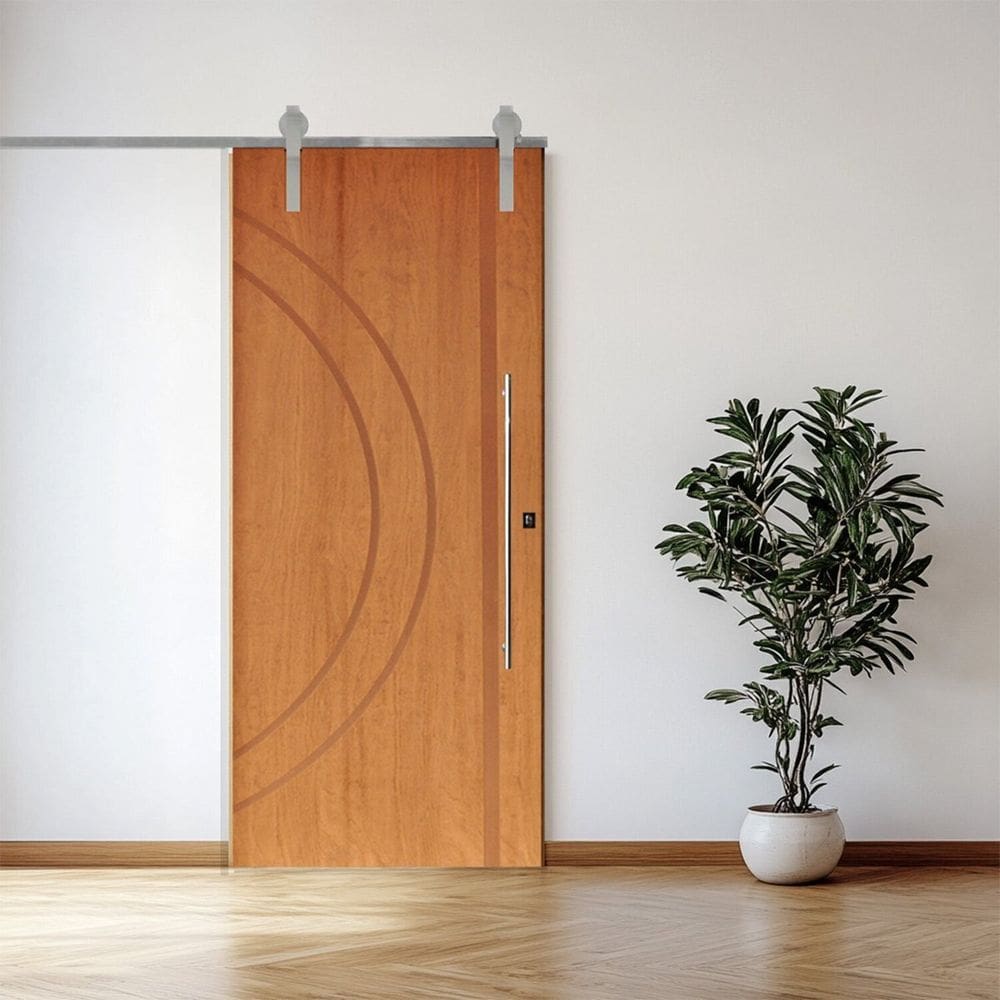 Porta Correr 10 Trilho Soft Aparente Puxador Tubo 60cm 72cm X 210cm Esquerdo Concept Rodam