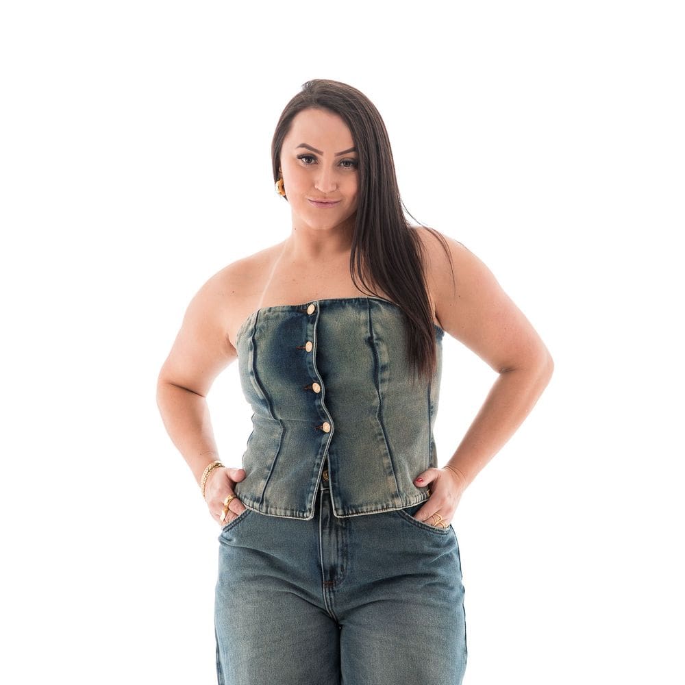 Top Corset Jeans Feminino Arauto Brown