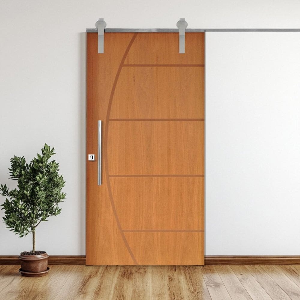 Porta Correr 6 Trilhos Soft Aparente Puxador Tubo 60cm 120x210cm Direito Belíssima Rodam