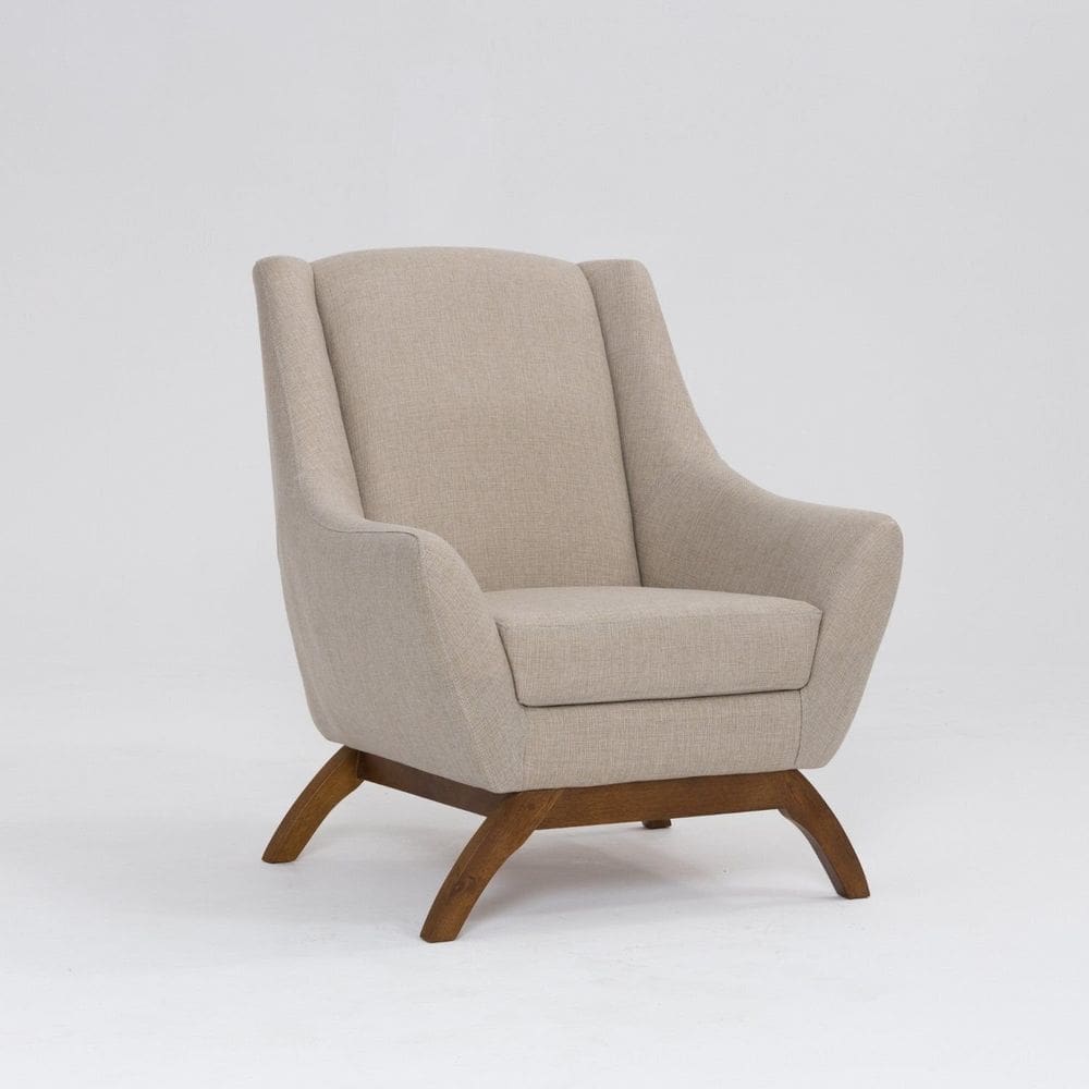 Poltrona para Sala de Estar Base em Madeira Juliet Aveia