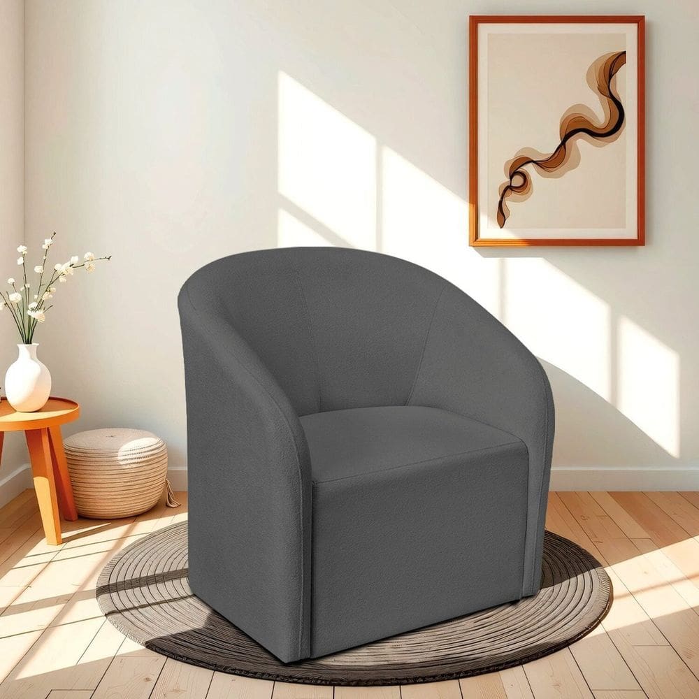 Poltrona Decorativa para Sala de Estar e Recepção Linho Luiza Prime Cinza Escuro