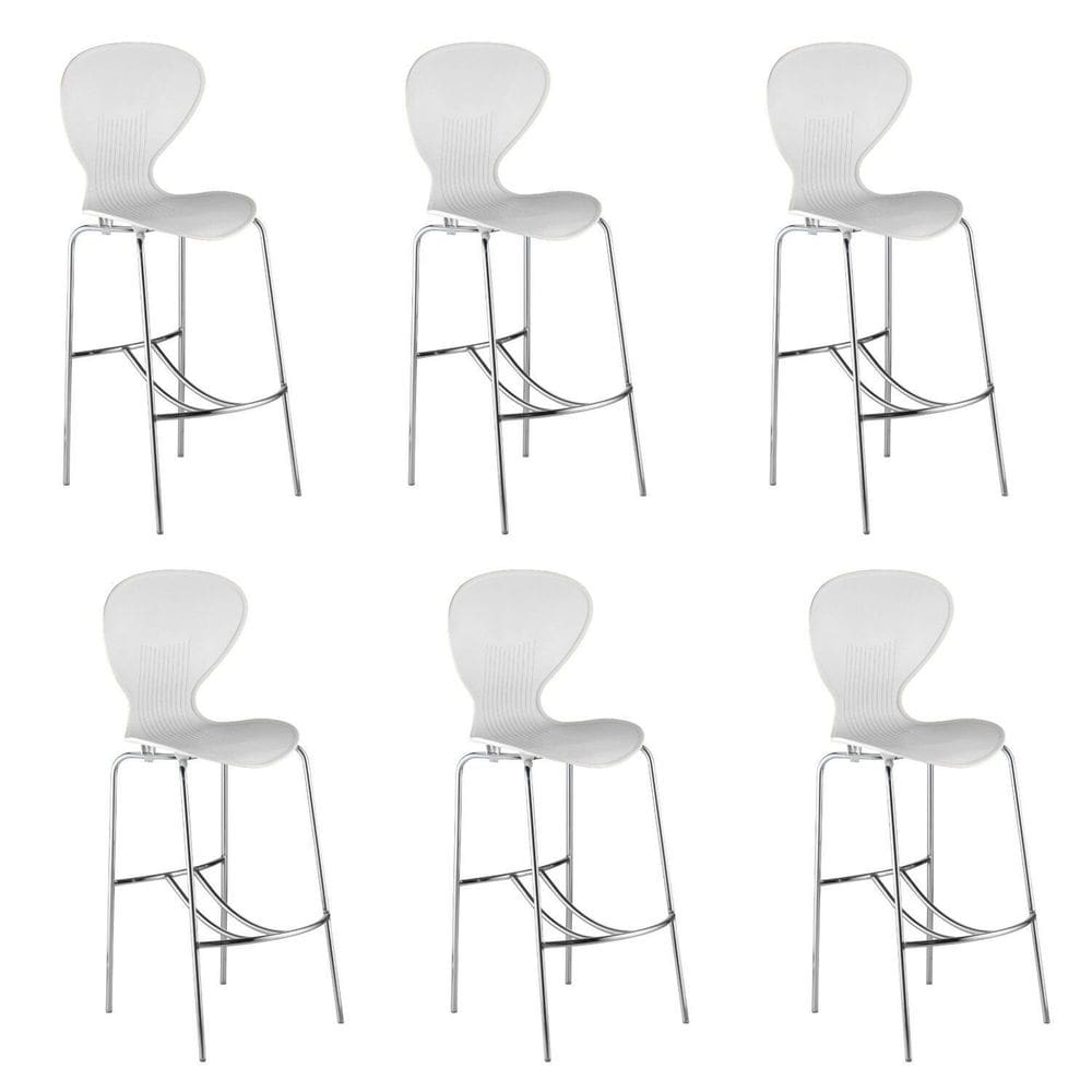 Conjunto 6 Banquetas Alta com Encosto Flash Branco