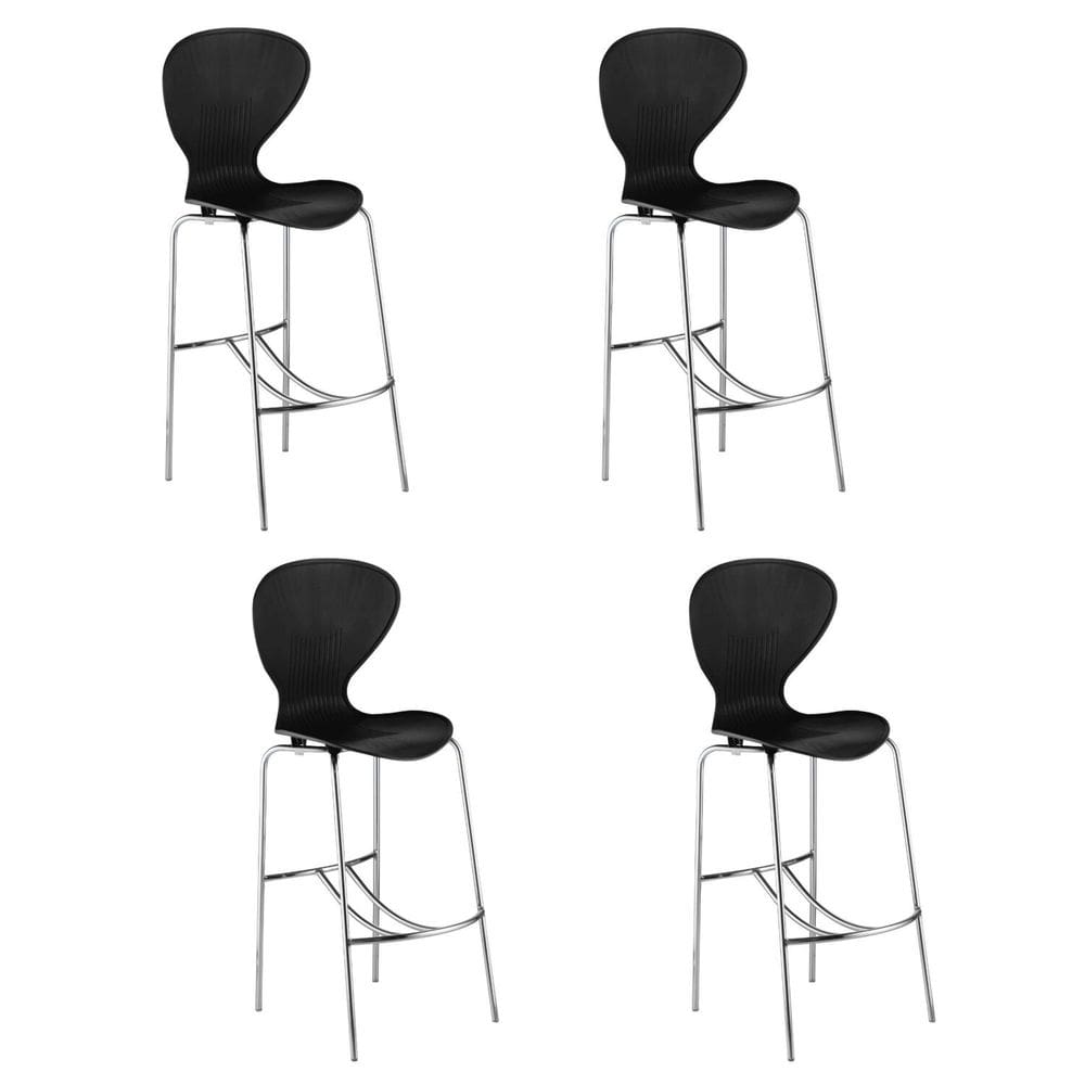 Conjunto 4 Banquetas Alta com Encosto Flash Preto
